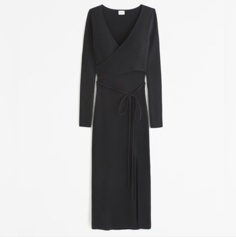 Abercrombie & Fitch Black Midi Dress